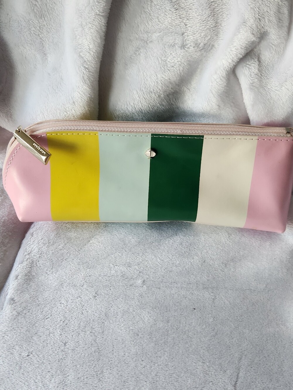 Kate Spade Striped Pastel Cosmetic Pouch - Pink, Yellow, Green